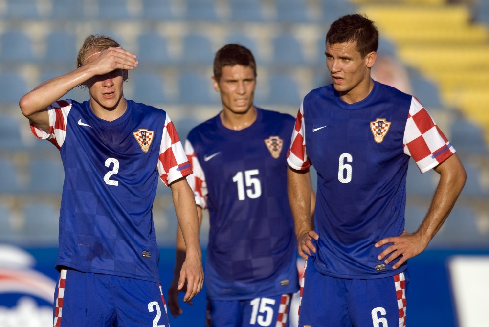 Domagoj Vida, Damir Kreilach i Dejan Lovren u dresu U-21 reprezentacije. Foto: Marko Jurinec/PIXSELL